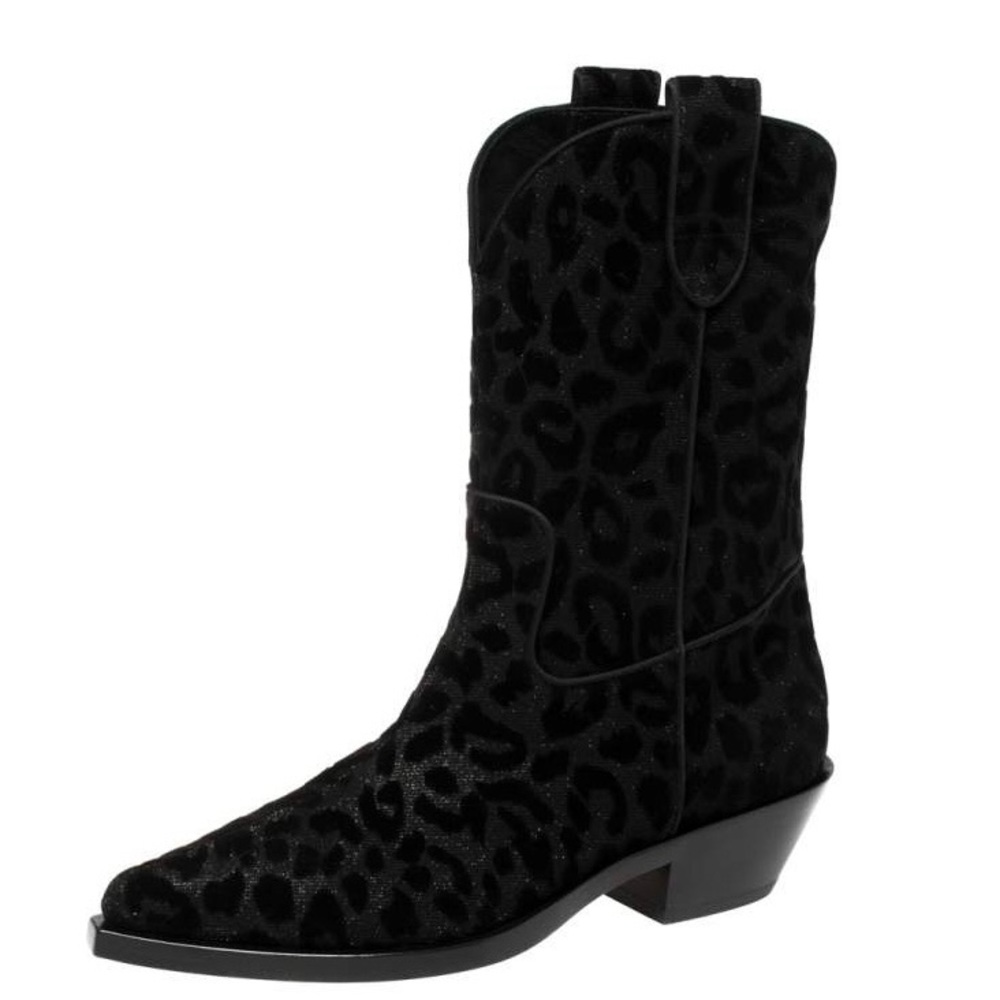 Authentic Dolce & Gabbana sparkly velvet leopard cowboy boots. 🖤